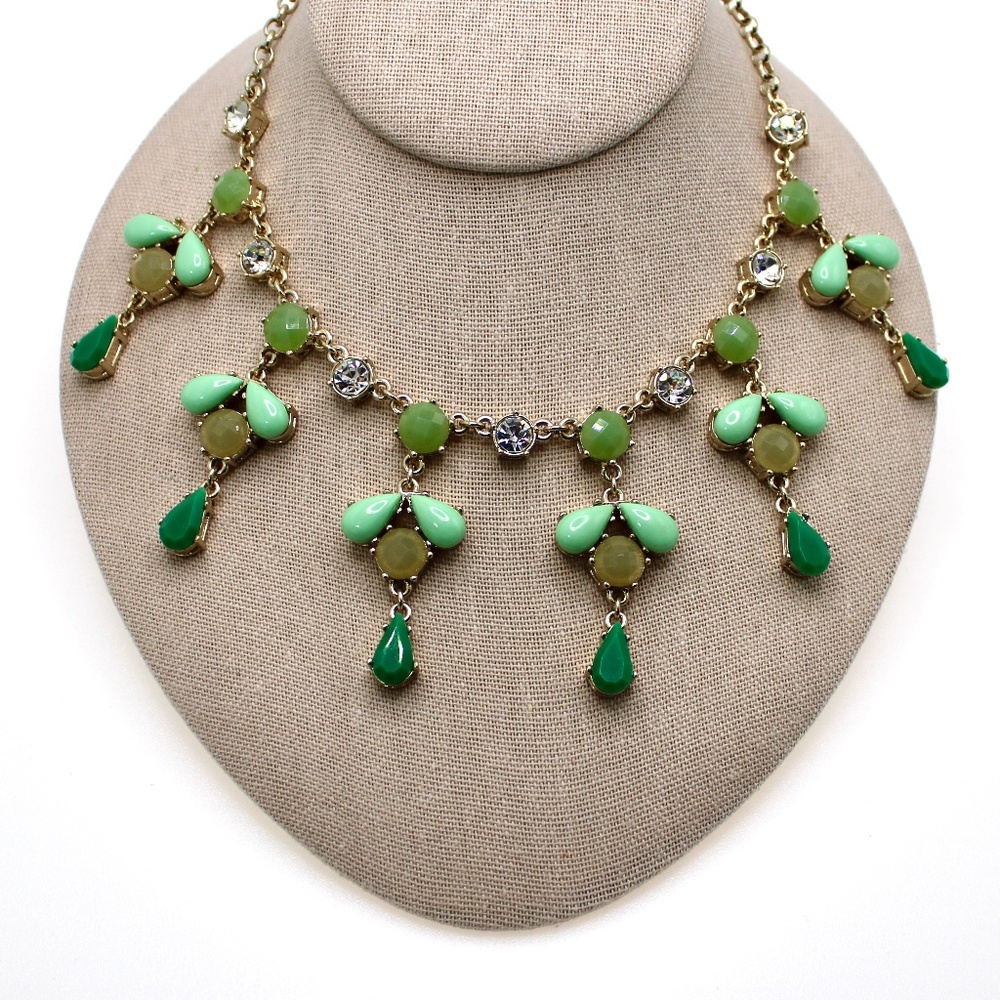Ann Taylor Necklace Green Gold-tone